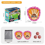 Darrahopens Baby & Kids > Baby & Kid's Toys > Outdoor Play Equipment LED Light Up Toss and Catch Game Set - 2 Glowing Pink Paddles & 3 Sticky Basketball - Fun Outdoor Beach & Camping Toy for Kids & Adults - Includes Mesh Storage Bag