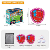 Darrahopens Baby & Kids > Baby & Kid's Toys > Outdoor Play Equipment LED Light Up Toss and Catch Game Set - 2 Glowing Pink Paddles & 3 Sticky Softballs - Fun Outdoor Beach & Camping Toy for Kids & Adults - Includes Mesh Storage Bag