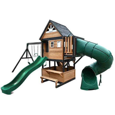 Lifespan Kids Claremont Swing Set & Play Centre with 2.2m Slide (Green) In Australia - Darrahopens
