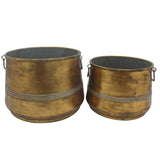 Darrahopens Baby & Kids > Baby & Kid's Toys > Outdoor Play Equipment Set 2 Nested Lustre Vintage Metal Pots 40cm, 32cm