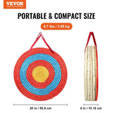 Darrahopens Baby & Kids > Baby & Kid's Toys > Outdoor Play Equipment VEVOR Archery Target, 5 Layers 20" Arrow Target, Traditional Solid Straw Round Archery Target Shooting Bow, Hand-Made Arrows Target, Coloured Rope Target for Backyard Outdoor Hunting Shooting Practice