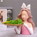 Darrahopens Baby & Kids > Baby & Kid's Toys > Pretend Play Girl Sculptures Porch Decor Tray, Holding Storage Tray, Girl Figurine Ornament Modern Cute Girl Decoration with Tray In Australia - Darrahopens