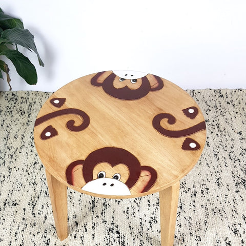 Darrahopens Baby & Kids > Baby & Kid's Toys > Pretend Play Hand Carved Children's Table Wooden MONKEY Theme