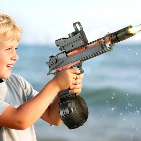 Darrahopens Baby & Kids > Baby & Kid's Toys > Pretend Play Keezi Kids Adult Electric Water Gun 500ml Water Tank Light Squirt Guns Toys Grey