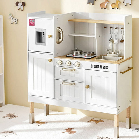 Darrahopens Baby & Kids > Baby & Kid's Toys > Pretend Play Keezi Kids Kitchen Play Set Wooden Pretend Toys Cooking Children Storage Golden