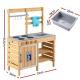 Darrahopens Baby & Kids > Baby & Kid's Toys > Pretend Play Keezi Kids Kitchen Playset Wooden Play Kitchen Mud Kitchen Toy Kitchen 95cm Tall