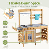 Darrahopens Baby & Kids > Baby & Kid's Toys > Pretend Play Keezi Kids Kitchen Playset Wooden Play Kitchen Mud Kitchen Toy Kitchen 95cm Tall