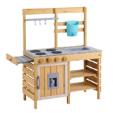 Darrahopens Baby & Kids > Baby & Kid's Toys > Pretend Play Keezi Kids Kitchen Playset Wooden Play Kitchen Mud Kitchen Toy Kitchen 95cm Tall