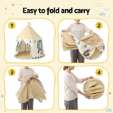 Darrahopens Baby & Kids > Baby & Kid's Toys > Pretend Play Keezi Kids Play Tent Playhouse Castle with Window Flag Carry Bag 115cmx115cm