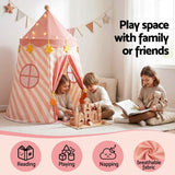 Darrahopens Baby & Kids > Baby & Kid's Toys > Pretend Play Keezi Kids Play Tent with Star Lights and Window Carry Bag 116cmx153cm Playhouse