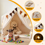 Darrahopens Baby & Kids > Baby & Kid's Toys > Pretend Play Keezi Kids Play Tent with Star Lights Windows Flag 144cmx95cm Playhouse