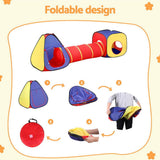 Darrahopens Baby & Kids > Baby & Kid's Toys > Pretend Play Keezi Kids Playhouse Play Tent Pop Up Teepee Castle Crawl Tunnel Outdoor Indoor Toys Children Gift
