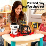 Darrahopens Baby & Kids > Baby & Kid's Toys > Pretend Play Keezi Kids Pretend Role Play Toy Coffee Shop with Coffee Maker Machine Play Money Food Tea Party Set