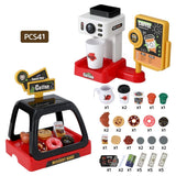 Darrahopens Baby & Kids > Baby & Kid's Toys > Pretend Play Keezi Kids Pretend Role Play Toy Coffee Shop with Coffee Maker Machine Play Money Food Tea Party Set