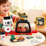 Darrahopens Baby & Kids > Baby & Kid's Toys > Pretend Play Keezi Kids Pretend Role Play Toy Coffee Shop with Coffee Maker Machine Play Money Food Tea Party Set