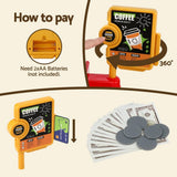 Darrahopens Baby & Kids > Baby & Kid's Toys > Pretend Play Keezi Kids Pretend Role Play Toy Coffee Shop with Coffee Maker Machine Play Money Food Tea Party Set
