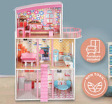 Darrahopens Baby & Kids > Baby & Kid's Toys > Pretend Play Large Wooden Girls Doll House 3 Level Kids Pretend Play Toys Furniture Dollhouse