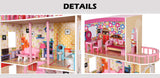 Darrahopens Baby & Kids > Baby & Kid's Toys > Pretend Play Large Wooden Girls Doll House 3 Level Kids Pretend Play Toys Furniture Dollhouse