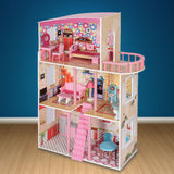 Darrahopens Baby & Kids > Baby & Kid's Toys > Pretend Play Large Wooden Girls Doll House 3 Level Kids Pretend Play Toys Furniture Dollhouse