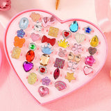 Darrahopens Baby & Kids > Baby & Kid's Toys > Pretend Play Princess Ring Charm Finger Rings Toy Jewelry Children Party Gift 36pcs/lot