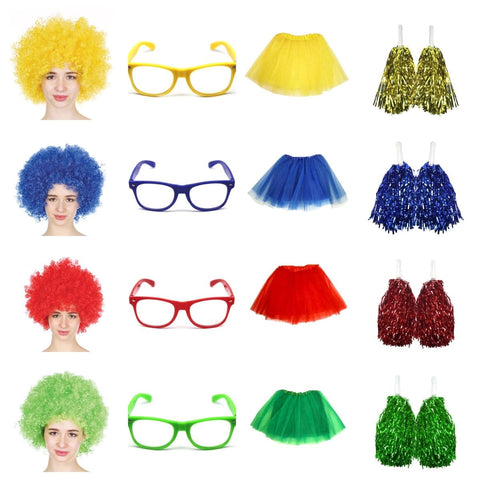Darrahopens Baby & Kids > Baby & Kid's Toys > Pretend Play School house carnival colour celebrates kit Wig Glasses Tutus and Pom Poms - Yellow