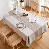 Darrahopens Baby & Kids > Baby & Kid's Toys > Pretend Play Table Cloth Rectangle Table Rustic Waterproof Tablecloth Cotton Linen Wrinkle Free Spring Tables Cover for Parties, Kitchen Dining, Holiday, Outdoor (khaki, 4-6 Seats, 55x70 Inches)