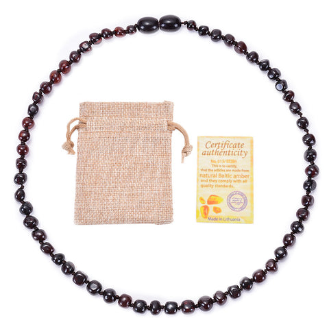 Darrahopens Baby & Kids > Baby & Kids Others > Baby & Toddler Clothing Genuine Baltic Amber Necklace for Baby & Toddler - 33cm Hand Knotted Blood Red Beads - Natural Certified Jewellery with Pouch