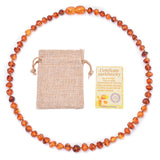 Darrahopens Baby & Kids > Baby & Kids Others > Baby & Toddler Clothing Genuine Baltic Amber Necklace for Baby & Toddler - 33cm Hand Knotted Cherry Beads - Natural Certified Jewellery with Pouch