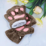 Darrahopens Baby & Kids > Baby & Kids Others > Baby & Toddler Clothing Gloves - 1 pair - Winter gloves - Cartoon gloves - Fingerless gloves - Children's gloves - Warm gloves - Plush gloves - One size (Brown)