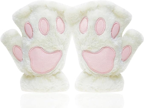 Darrahopens Baby & Kids > Baby & Kids Others > Baby & Toddler Clothing Gloves - 1 pair - Winter gloves - Cartoon gloves - Fingerless gloves - Children's gloves - Warm gloves - Plush gloves - One size (White)