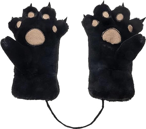 Darrahopens Baby & Kids > Baby & Kids Others > Baby & Toddler Clothing Gloves - 1 pair - Winter gloves - Cartoon gloves - Neckband - Children's gloves - Warm gloves - Plush gloves - One size（Black）