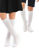 Darrahopens Baby & Kids > Baby & Kids Others > Baby & Toddler Clothing Knee High School Socks for Girls Boys Plain Cotton Rich Kids Seamless No Seam - 6-11 (White)