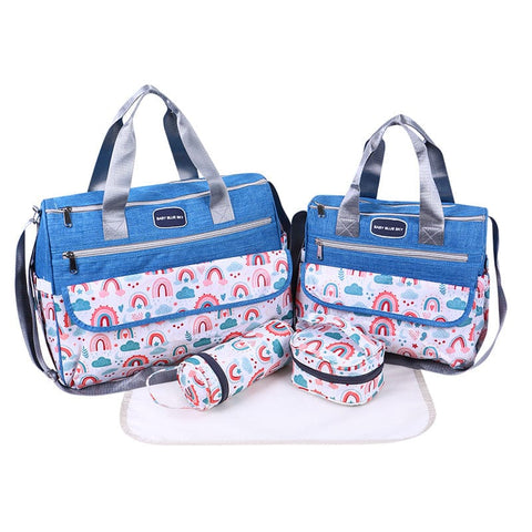 Darrahopens Baby & Kids > Baby & Kids Others > Baby & Toddler Clothing Newborn Diaper Bag Set with Changing Pad – 4-Piece Baby Organizer, Large Capacity Mom Backpack, Insulated Bottle Sleeve & Lunch Bag, Travel Diaper Bag for Moms (Blue)