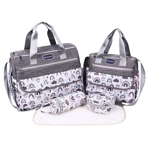 Darrahopens Baby & Kids > Baby & Kids Others > Baby & Toddler Clothing Newborn Diaper Bag Set with Changing Pad – 4-Piece Baby Organizer, Large Capacity Mom Backpack, Insulated Bottle Sleeve & Lunch Bag, Travel Diaper Bag for Moms (Grey)