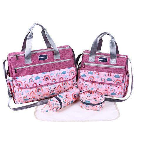 Darrahopens Baby & Kids > Baby & Kids Others > Baby & Toddler Clothing Newborn Diaper Bag Set with Changing Pad – 4-Piece Baby Organizer, Large Capacity Mom Backpack, Insulated Bottle Sleeve & Lunch Bag, Travel Diaper Bag for Moms (Red)