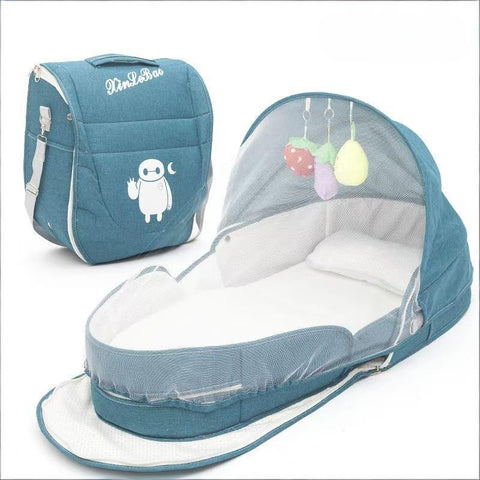Darrahopens Baby & Kids > Baby & Kids Others > Baby & Toddler Clothing Portable Baby Travel Bassinet with Mosquito Net & Canopy – Foldable Infant Bed, Lightweight Carry Bag (Blue)