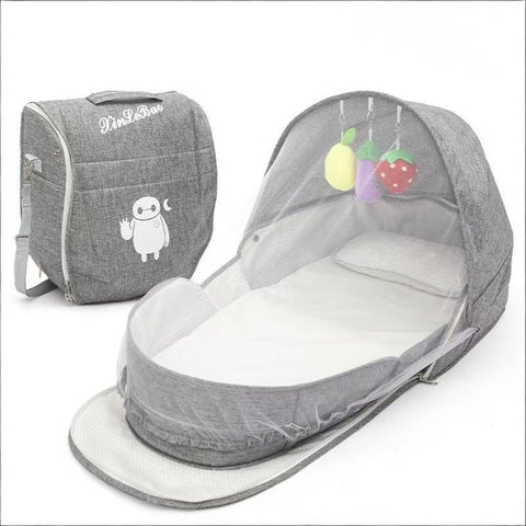 Darrahopens Baby & Kids > Baby & Kids Others > Baby & Toddler Clothing Portable Baby Travel Bassinet with Mosquito Net & Canopy – Foldable Infant Bed, Lightweight Carry Bag (Grey)