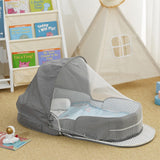 Darrahopens Baby & Kids > Baby & Kids Others > Baby & Toddler Clothing Portable Baby Travel Bassinet with Mosquito Net & Canopy – Foldable Infant Bed, Lightweight Carry Bag (Grey)