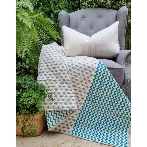 Darrahopens Baby & Kids > Baby & Kids Others GOTS Certified Organic Cotton Reversible Baby Quilt (100x120cm) - Little Fish (Blue)