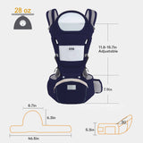 Darrahopens Baby & Kids > Baby & Kids Others > Kid's Backpacks 6-in-1 Adjustable Baby Carrier with Hip Seat – 11.8–15.7in Adjustable Height, Breathable Mesh & Multi-Position Carry for Newborn to 36 Months (Blue)