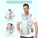 Darrahopens Baby & Kids > Baby & Kids Others > Kid's Backpacks 6-in-1 Adjustable Baby Carrier with Hip Seat – 11.8–15.7in Adjustable Height, Breathable Mesh & Multi-Position Carry for Newborn to 36 Months (Green)