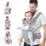 Darrahopens Baby & Kids > Baby & Kids Others > Kid's Backpacks 6-in-1 Adjustable Baby Carrier with Hip Seat – 11.8–15.7in Adjustable Height, Breathable Mesh & Multi-Position Carry for Newborn to 36 Months (Grey)