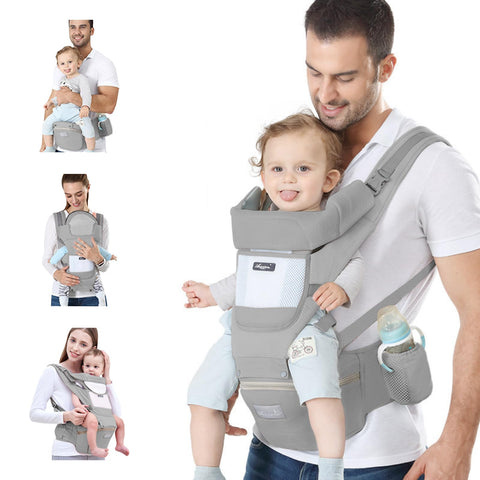 Darrahopens Baby & Kids > Baby & Kids Others > Kid's Backpacks 6-in-1 Adjustable Baby Carrier with Hip Seat – 11.8–15.7in Adjustable Height, Breathable Mesh & Multi-Position Carry for Newborn to 36 Months (Grey)