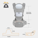 Darrahopens Baby & Kids > Baby & Kids Others > Kid's Backpacks 6-in-1 Adjustable Baby Carrier with Hip Seat – 11.8–15.7in Adjustable Height, Breathable Mesh & Multi-Position Carry for Newborn to 36 Months (Grey)
