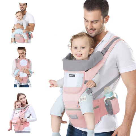 Darrahopens Baby & Kids > Baby & Kids Others > Kid's Backpacks 6-in-1 Adjustable Baby Carrier with Hip Seat – 11.8–15.7in Adjustable Height, Breathable Mesh & Multi-Position Carry for Newborn to 36 Months (Pink)