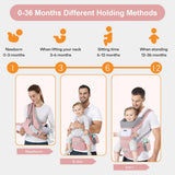 Darrahopens Baby & Kids > Baby & Kids Others > Kid's Backpacks 6-in-1 Adjustable Baby Carrier with Hip Seat – 11.8–15.7in Adjustable Height, Breathable Mesh & Multi-Position Carry for Newborn to 36 Months (Pink)