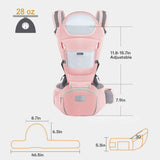 Darrahopens Baby & Kids > Baby & Kids Others > Kid's Backpacks 6-in-1 Adjustable Baby Carrier with Hip Seat – 11.8–15.7in Adjustable Height, Breathable Mesh & Multi-Position Carry for Newborn to 36 Months (Pink)
