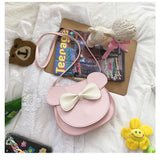 Darrahopens Baby & Kids > Baby & Kids Others > Kid's Backpacks Adorable Bow Bear Crossbody Bag for Kids - Pink Small Shoulder Bag 13*13*5cm