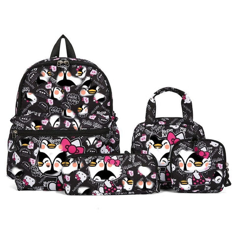 Darrahopens Baby & Kids > Baby & Kids Others > Kid's Backpacks Black 4-Piece Large Capacity School Backpack Set for Primary Students Years 3-6 Durable Nylon Lightweight Rucksack with Handbag for Daily Australian School Life