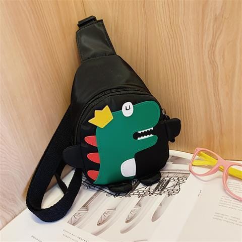 Darrahopens Baby & Kids > Baby & Kids Others > Kid's Backpacks Black Kids Cartoon Dinosaur Chest Bag Cute Lightweight Nylon Crossbody Shoulder Pack for Toddlers Outings and Travel New Arrival Gift